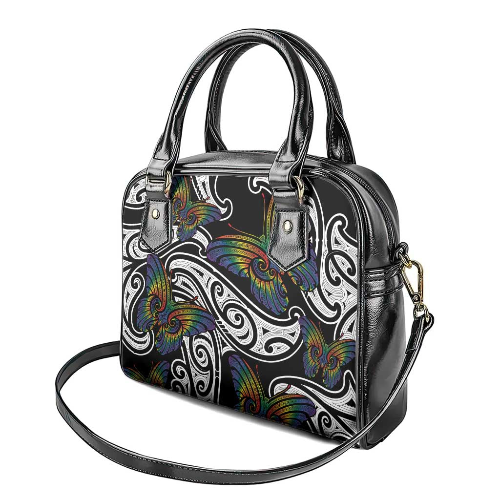 Aotearoa Takatapui Pride Shoulder Handbag Rainbow Butterfly - Free To Love LT7 - Polynesian Pride