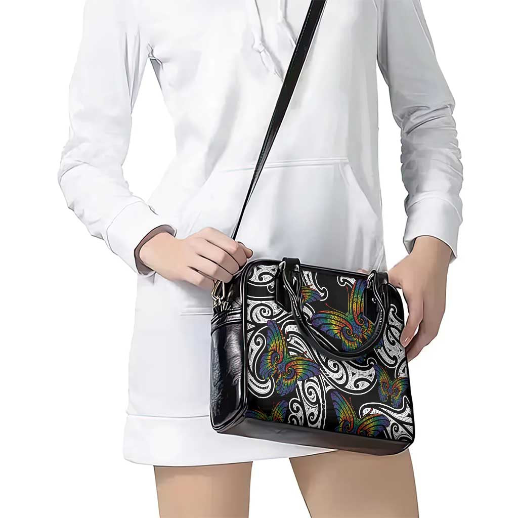 Aotearoa Takatapui Pride Shoulder Handbag Rainbow Butterfly - Free To Love LT7 - Polynesian Pride