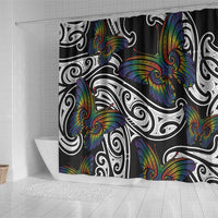 Aotearoa Takatapui Pride Shower Curtain Rainbow Butterfly - Free To Love LT7 - Polynesian Pride