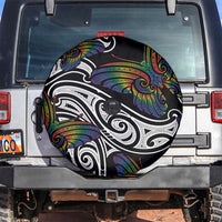 Aotearoa Takatapui Pride Spare Tire Cover Rainbow Butterfly - Free To Love LT7 Black - Polynesian Pride