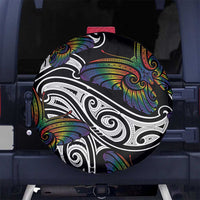 Aotearoa Takatapui Pride Spare Tire Cover Rainbow Butterfly - Free To Love LT7 No hole Black - Polynesian Pride