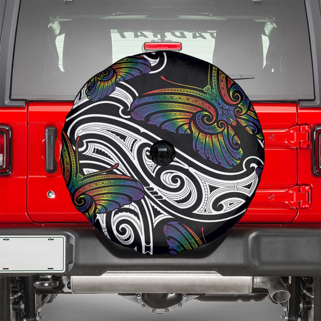 Aotearoa Takatapui Pride Spare Tire Cover Rainbow Butterfly - Free To Love LT7 - Polynesian Pride