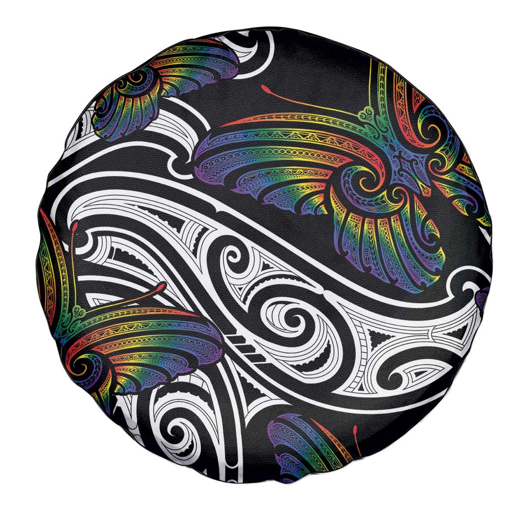 Aotearoa Takatapui Pride Spare Tire Cover Rainbow Butterfly - Free To Love LT7 - Polynesian Pride