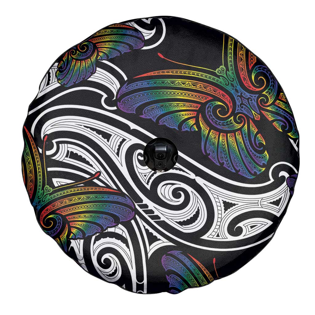 Aotearoa Takatapui Pride Spare Tire Cover Rainbow Butterfly - Free To Love LT7 - Polynesian Pride