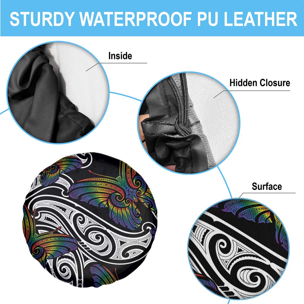 Aotearoa Takatapui Pride Spare Tire Cover Rainbow Butterfly - Free To Love LT7 - Polynesian Pride
