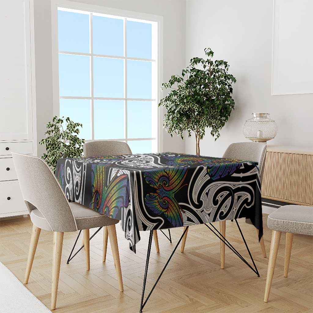 Aotearoa Takatapui Pride Tablecloth Rainbow Butterfly - Free To Love