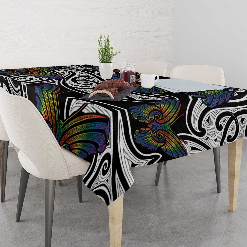 Aotearoa Takatapui Pride Tablecloth Rainbow Butterfly - Free To Love