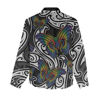 Aotearoa Takatapui Pride Women Casual Shirt Rainbow Butterfly - Free To Love