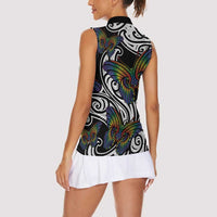 Aotearoa Takatapui Pride Women Sleeveless Polo Shirt Rainbow Butterfly - Free To Love