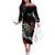 New Zealand Darts Personalised Family Matching Off The Shoulder Long Sleeve Dress and Hawaiian Shirt Silver Fern Dynamic