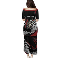 New Zealand Darts Personalised Family Matching Puletasi and Hawaiian Shirt Silver Fern Dynamic