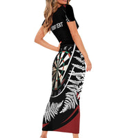 New Zealand Darts Personalised Family Matching Short Sleeve Bodycon Dress and Hawaiian Shirt Silver Fern Dynamic