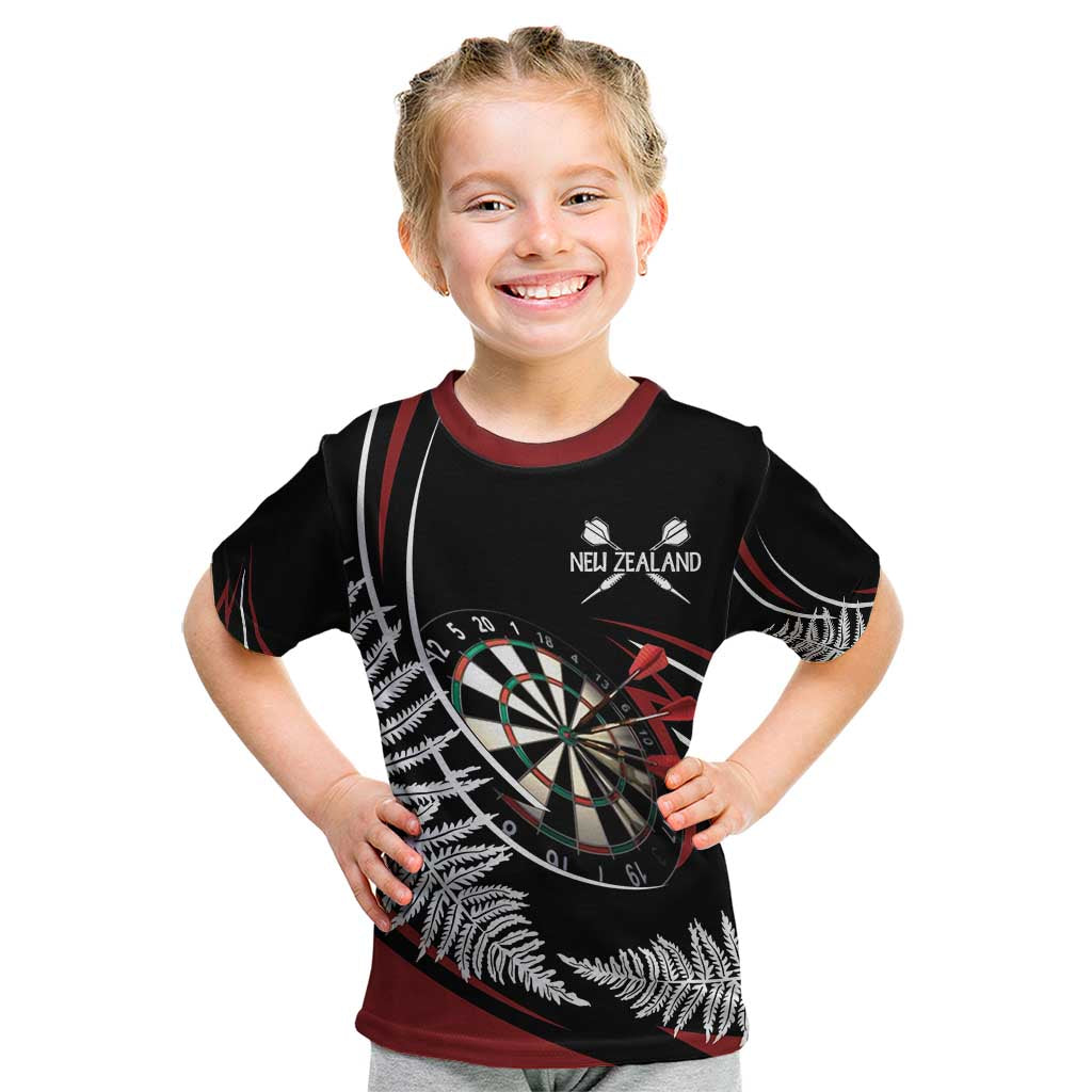 New Zealand Darts Personalised Kid T Shirt Silver Fern Dynamic LT7 Red - Polynesian Pride