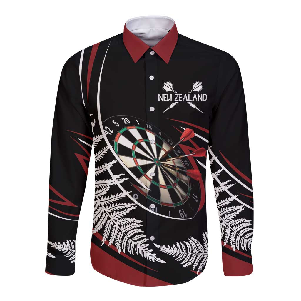 New Zealand Darts Personalised Long Sleeve Button Shirt Silver Fern Dynamic