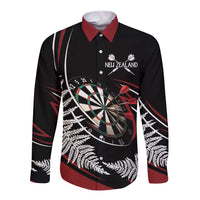 New Zealand Darts Personalised Long Sleeve Button Shirt Silver Fern Dynamic