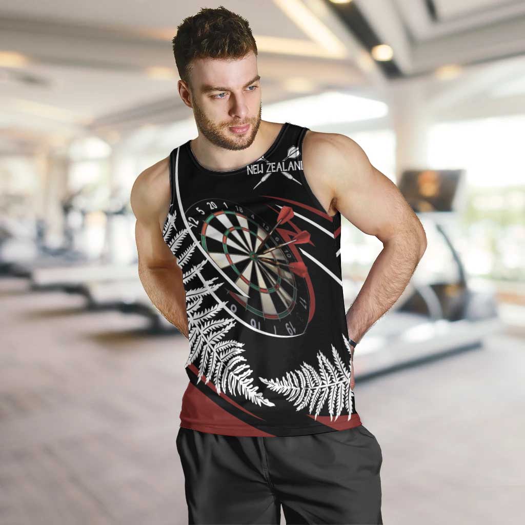 New Zealand Darts Personalised Men Tank Top Silver Fern Dynamic