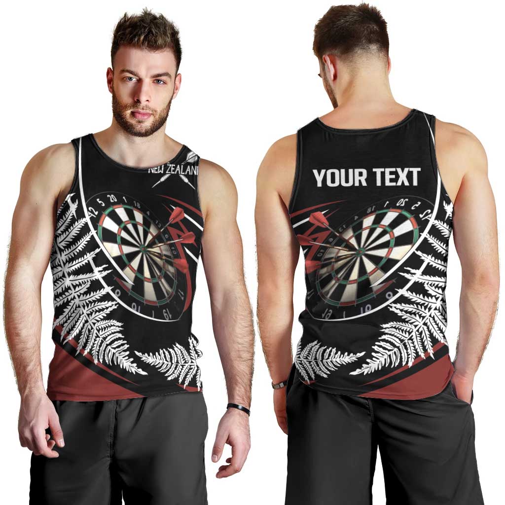 New Zealand Darts Personalised Men Tank Top Silver Fern Dynamic