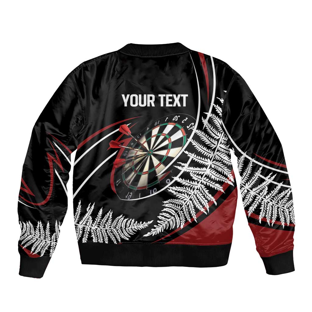 New Zealand Darts Personalised Sleeve Zip Bomber Jacket Silver Fern Dynamic LT7 - Polynesian Pride