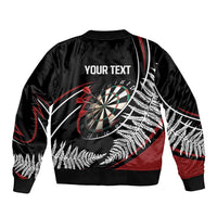 New Zealand Darts Personalised Sleeve Zip Bomber Jacket Silver Fern Dynamic LT7 - Polynesian Pride