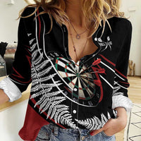 New Zealand Darts Personalised Women Casual Shirt Silver Fern Dynamic