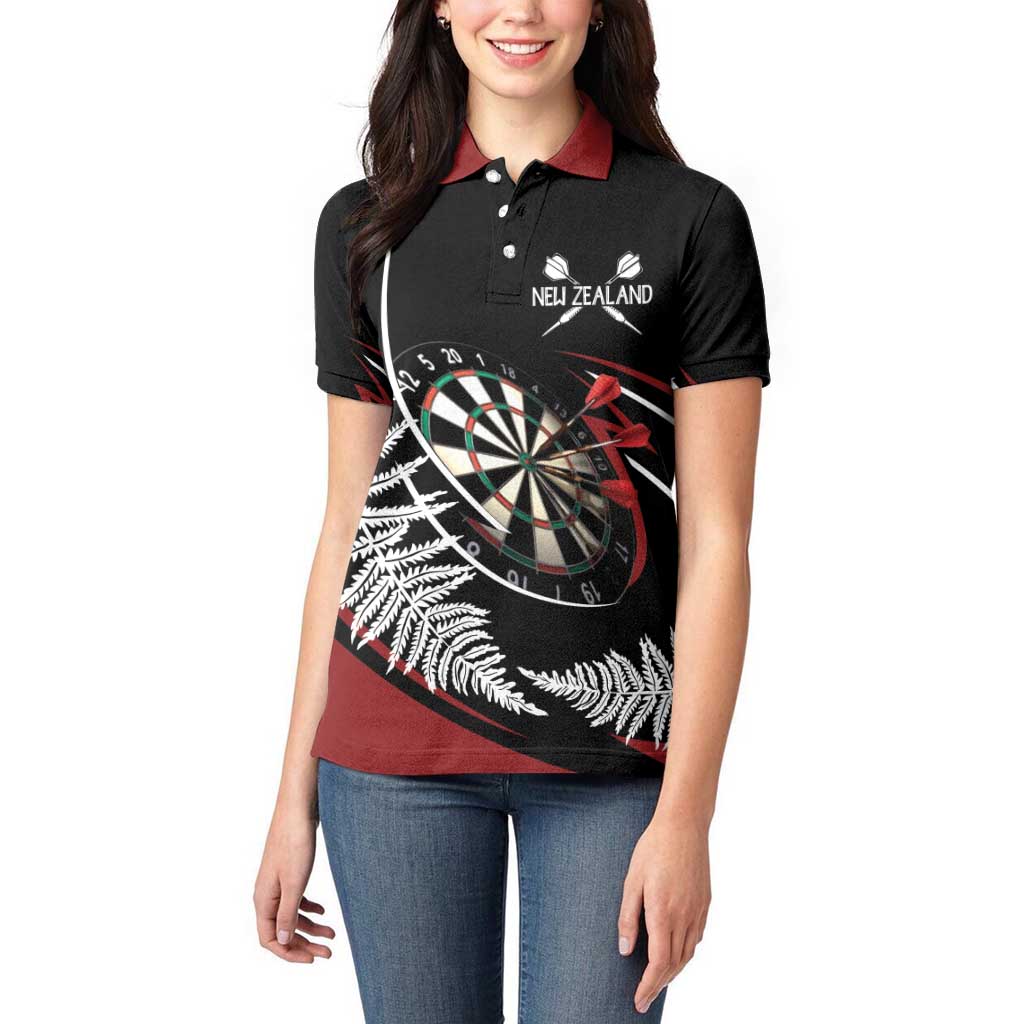 New Zealand Darts Personalised Women Polo Shirt Silver Fern Dynamic