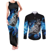 Maori Matariki Te Araroa Paikea Starry Couples Matching Tank Maxi Dress and Long Sleeve Button Shirt Tangaroa Whakatauki