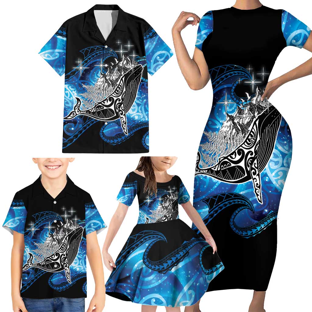 Maori Matariki Te Araroa Paikea Starry Family Matching Short Sleeve Bodycon Dress and Hawaiian Shirt Tangaroa Whakatauki LT7 - Polynesian Pride