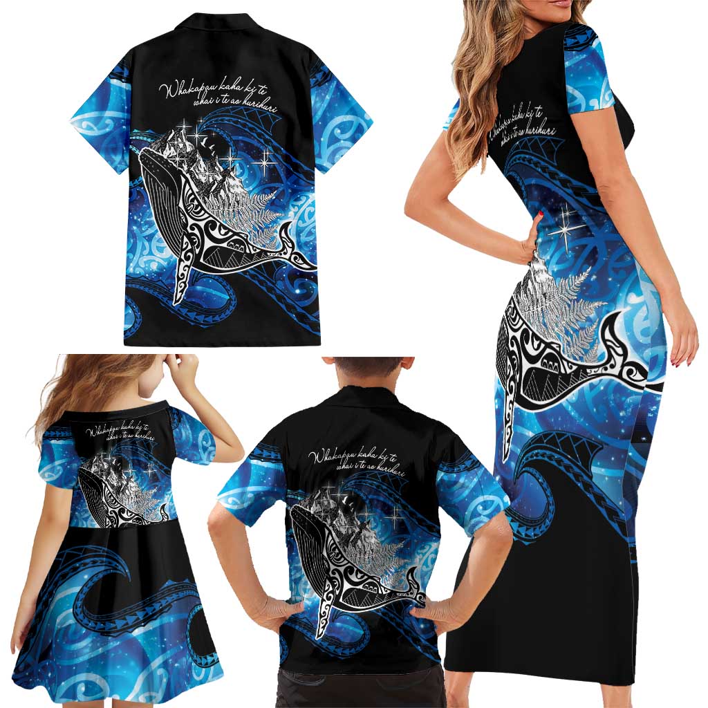 Maori Matariki Te Araroa Paikea Starry Family Matching Short Sleeve Bodycon Dress and Hawaiian Shirt Tangaroa Whakatauki LT7 - Polynesian Pride