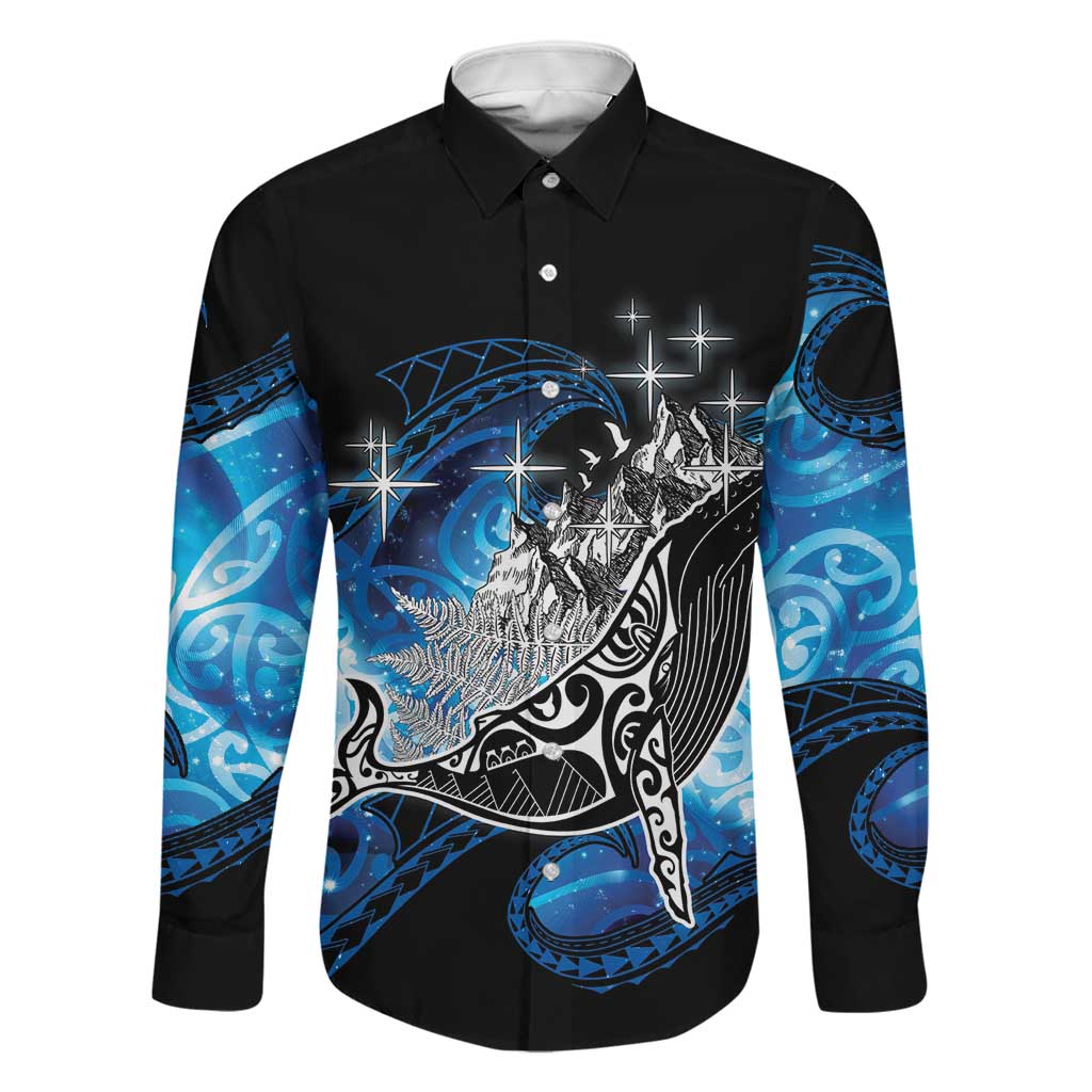 Maori Matariki Te Araroa Paikea Starry Family Matching Short Sleeve Bodycon Dress and Hawaiian Shirt Tangaroa Whakatauki LT7 Dad's Shirt - Long Sleeve Black - Polynesian Pride