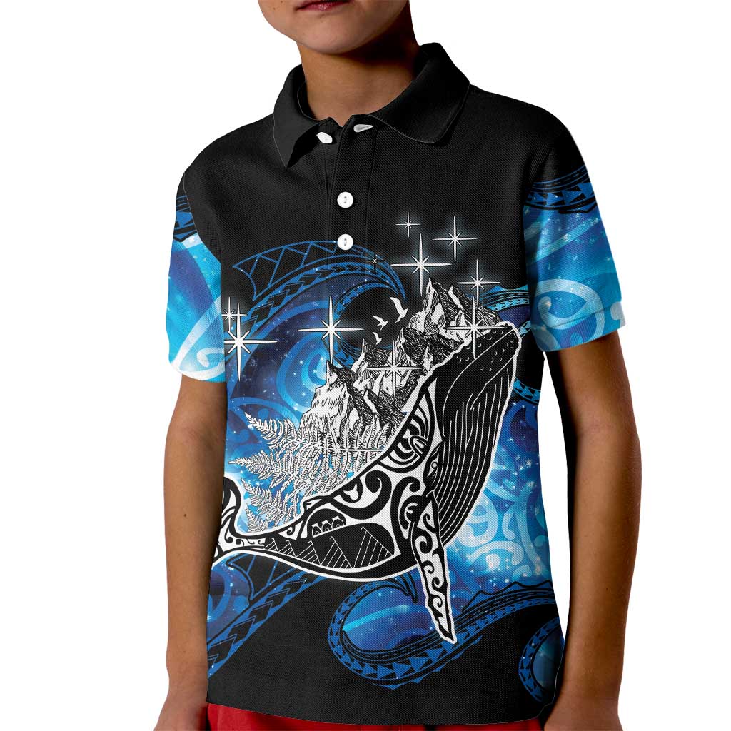 Maori Matariki Te Araroa Paikea Starry Kid Polo Shirt Tangaroa Whakatauki LT7 Kid Black - Polynesian Pride