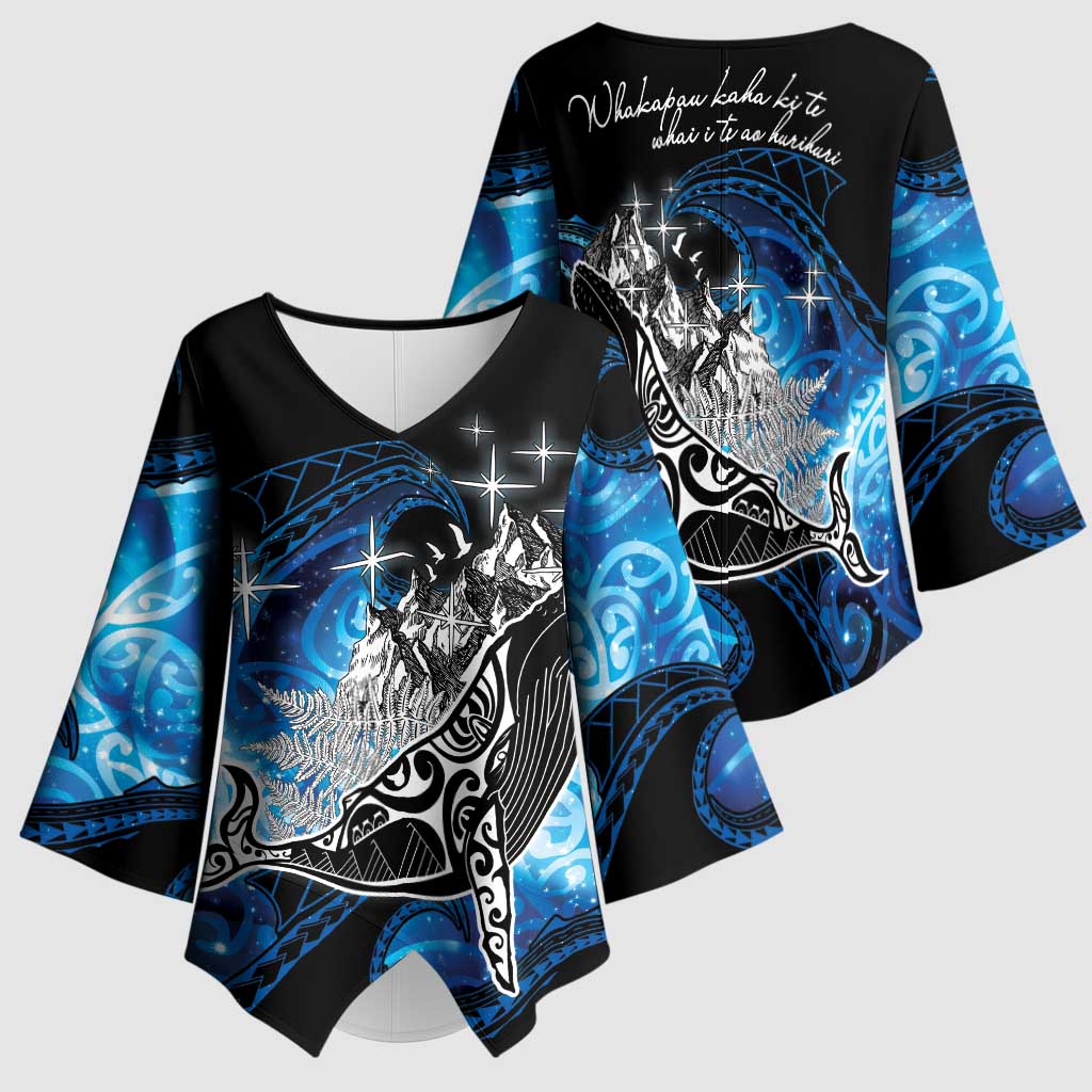 Maori Matariki Te Araroa Paikea Starry Kimono Sleeve Blouse Tangaroa Whakatauki LT7 - Polynesian Pride
