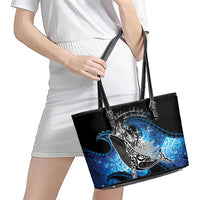 Maori Matariki Te Araroa Paikea Starry Leather Tote Bag Tangaroa Whakatauki LT7 - Polynesian Pride