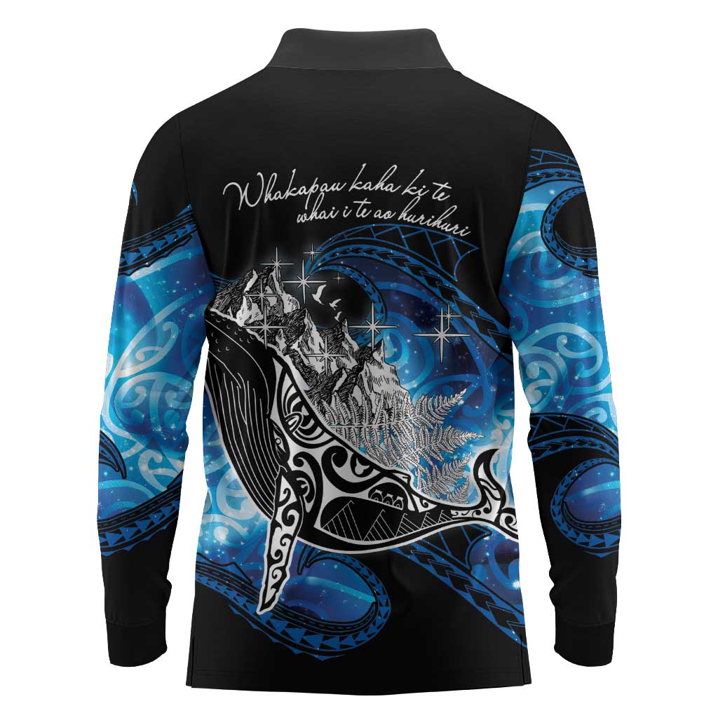 Maori Matariki Te Araroa Paikea Starry Long Sleeve Polo Shirt Tangaroa Whakatauki LT7 - Polynesian Pride