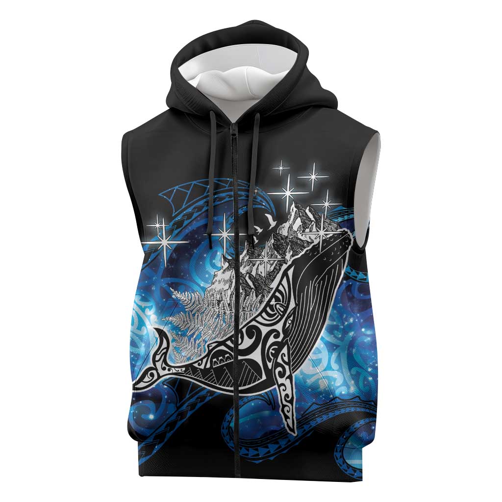 Maori Matariki Te Araroa Paikea Starry Sleeveless Zip Hoodie Tangaroa Whakatauki