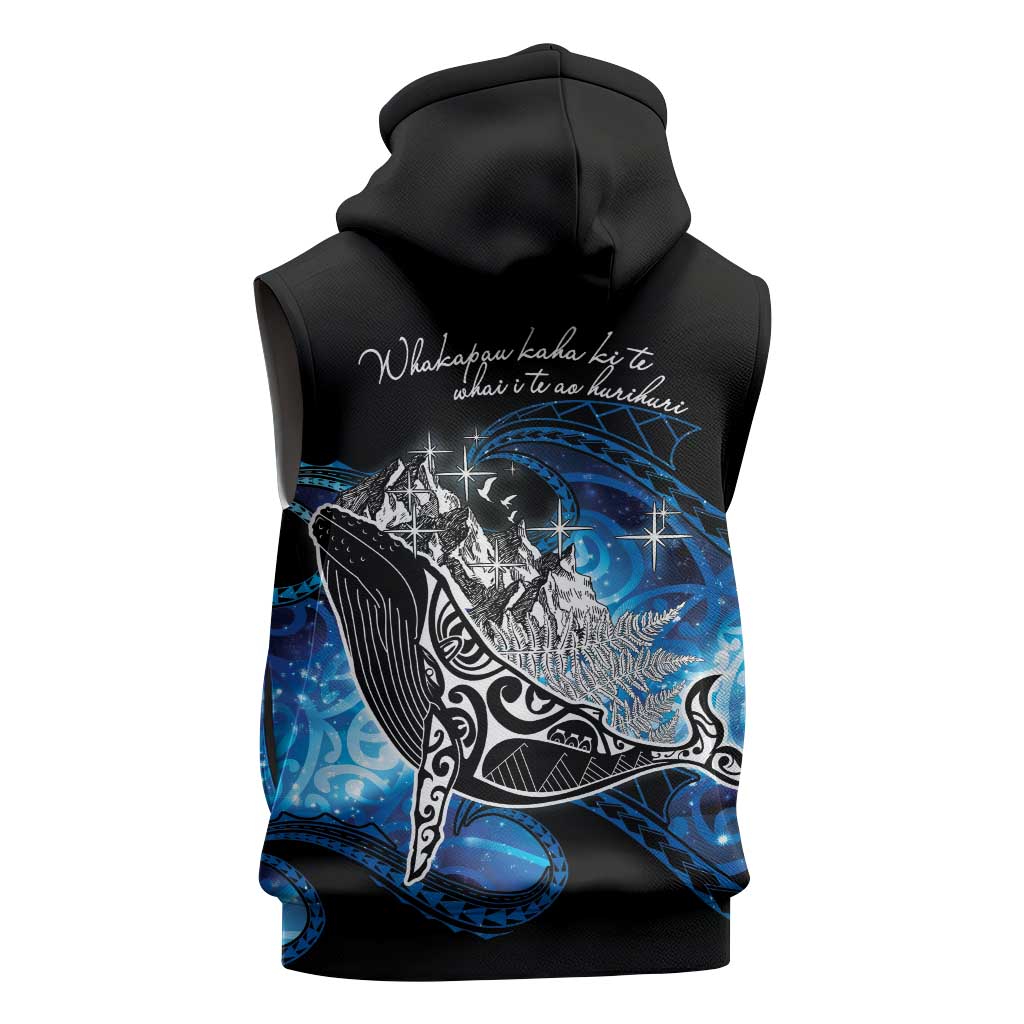 Maori Matariki Te Araroa Paikea Starry Sleeveless Zip Hoodie Tangaroa Whakatauki LT7 - Polynesian Pride