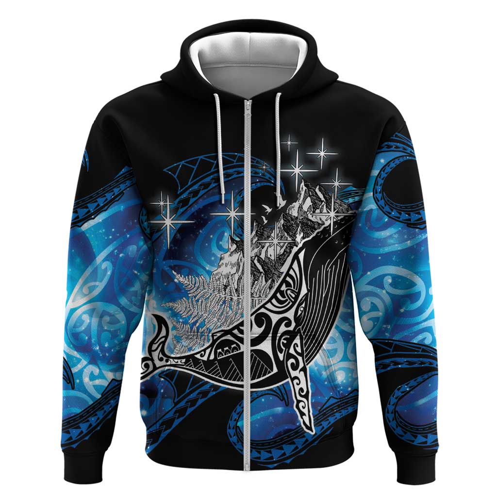 Maori Matariki Te Araroa Paikea Starry Zip Hoodie Tangaroa Whakatauki LT7 Zip Hoodie Black - Polynesian Pride
