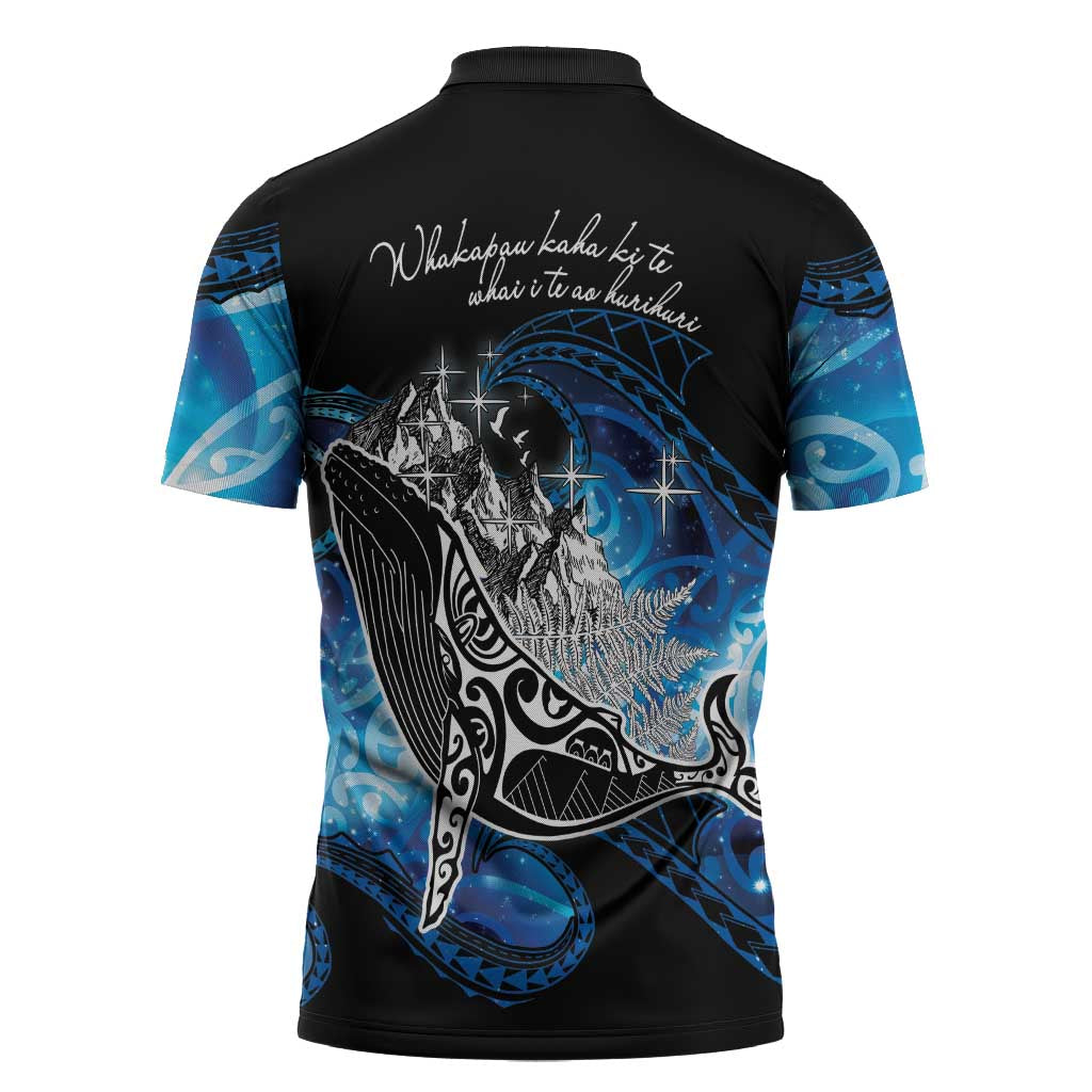 Maori Matariki Te Araroa Paikea Starry Zipper Polo Shirt Tangaroa Whakatauki LT7 - Polynesian Pride