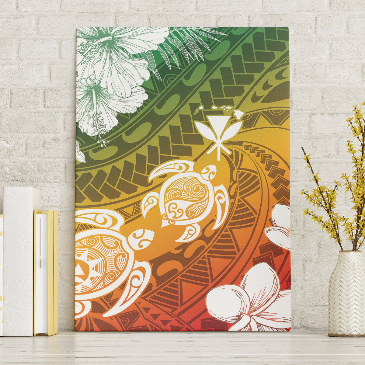 Kanaka Maoli Hawaii Flag Day Canvas Wall Art Vibrant Frangipani LT7 Without Frame Colorful - Polynesian Pride