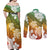 Kanaka Maoli Hawaii Flag Day Couples Matching Off Shoulder Maxi Dress and Long Sleeve Button Shirt Vibrant Frangipani
