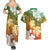 Kanaka Maoli Hawaii Flag Day Couples Matching Summer Maxi Dress and Hawaiian Shirt Vibrant Frangipani