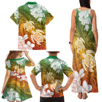 Kanaka Maoli Hawaii Flag Day Family Matching Tank Maxi Dress and Hawaiian Shirt Vibrant Frangipani