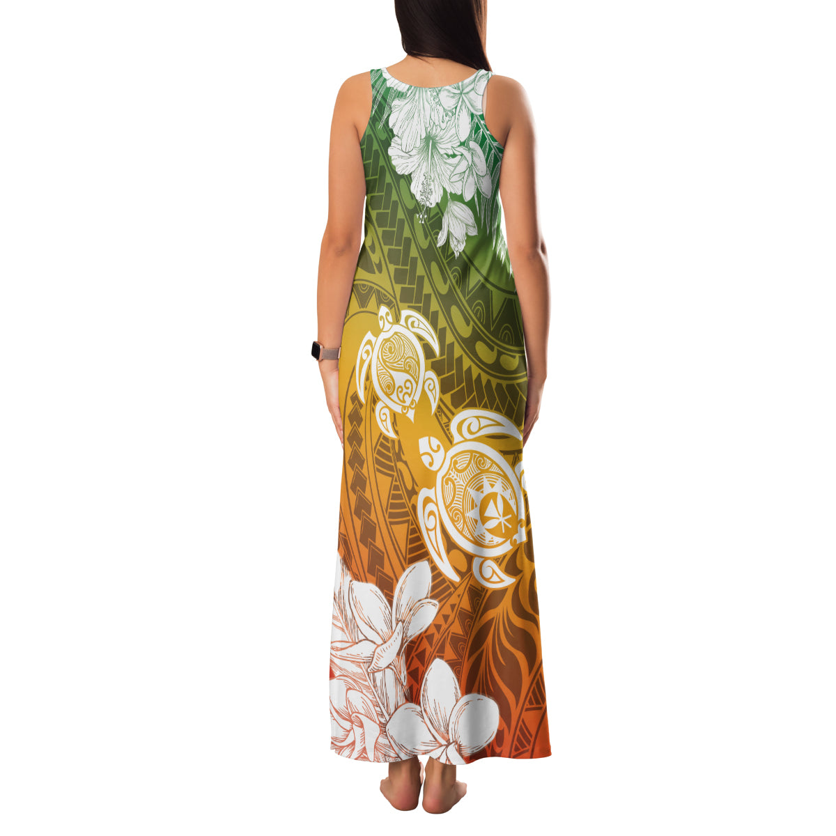 Kanaka Maoli Hawaii Flag Day Family Matching Tank Maxi Dress and Hawaiian Shirt Vibrant Frangipani