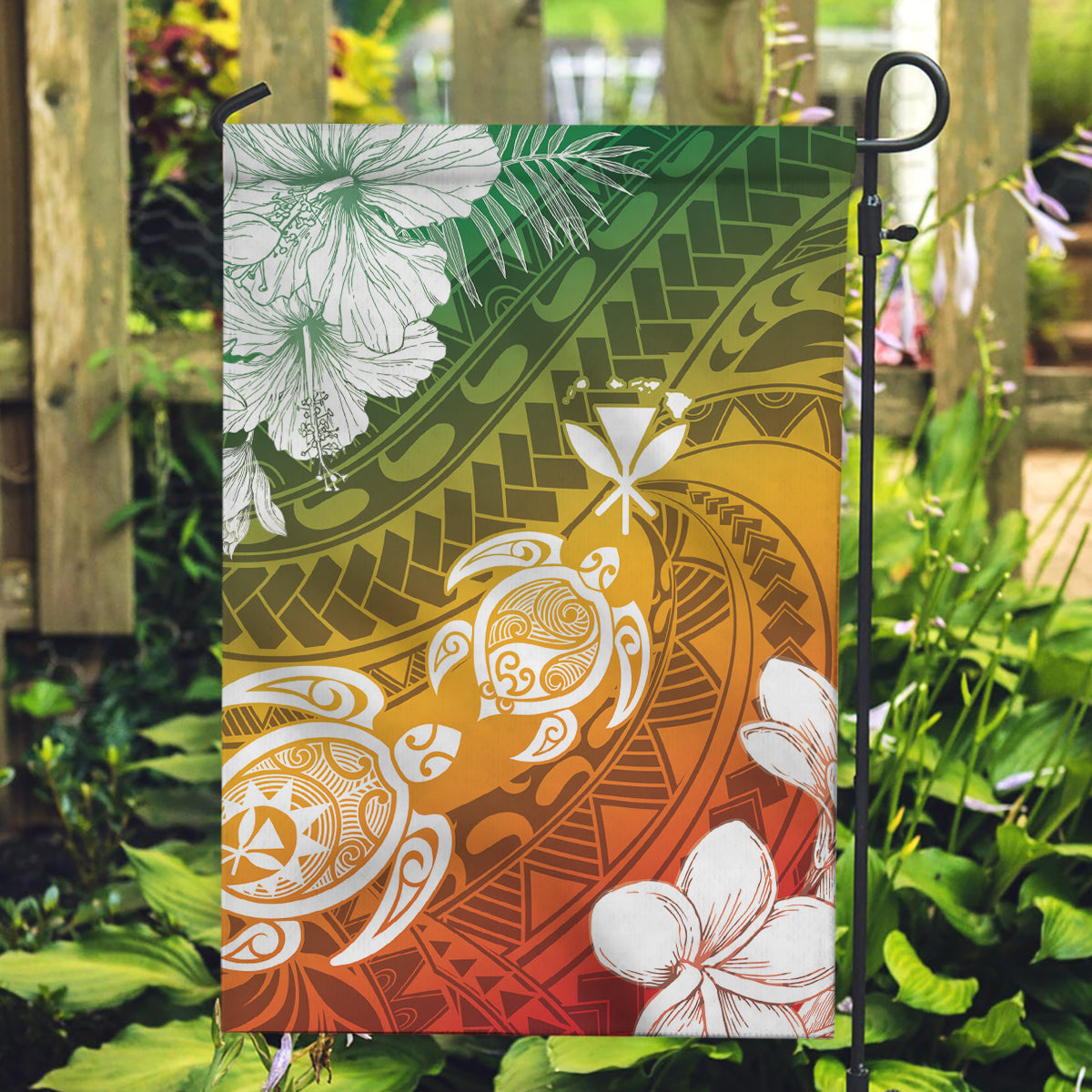Kanaka Maoli Hawaii Flag Day Garden Flag Vibrant Frangipani LT7 Garden Flag Colorful - Polynesian Pride