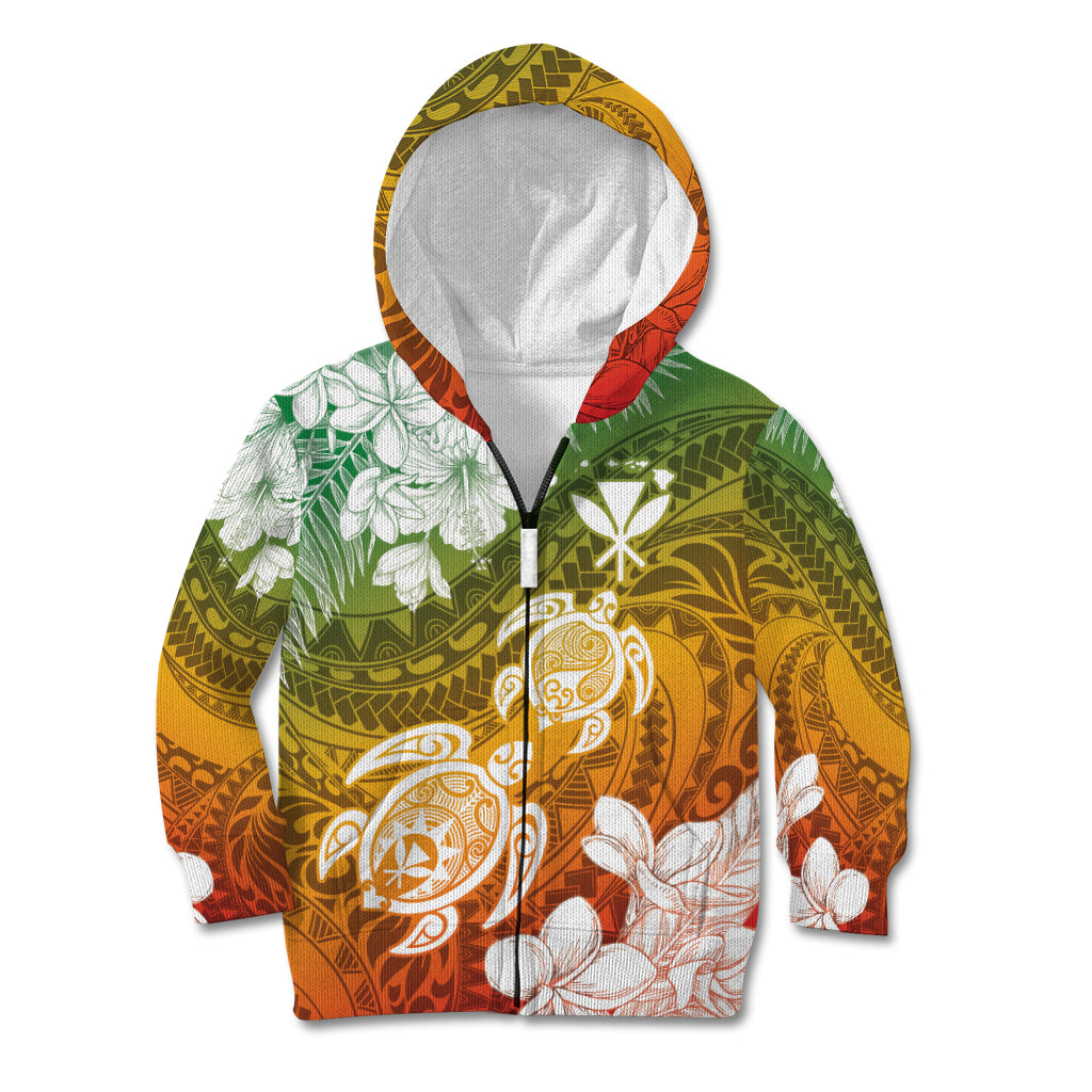 Kanaka Maoli Hawaii Flag Day Kid Hoodie Vibrant Frangipani
