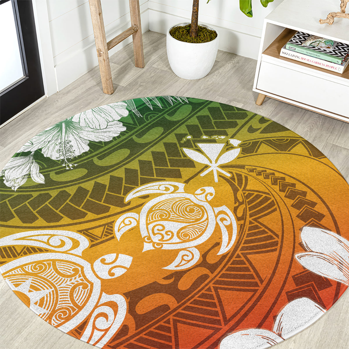 Kanaka Maoli Hawaii Flag Day Round Carpet Vibrant Frangipani LT7 Colorful - Polynesian Pride