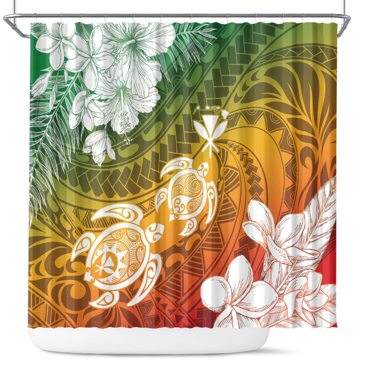 Kanaka Maoli Hawaii Flag Day Shower Curtain Vibrant Frangipani LT7 Colorful - Polynesian Pride