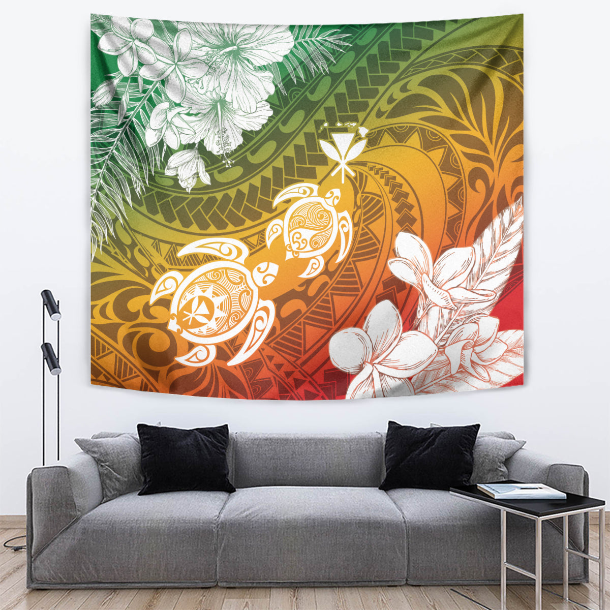 Kanaka Maoli Hawaii Flag Day Tapestry Vibrant Frangipani LT7 Colorful - Polynesian Pride