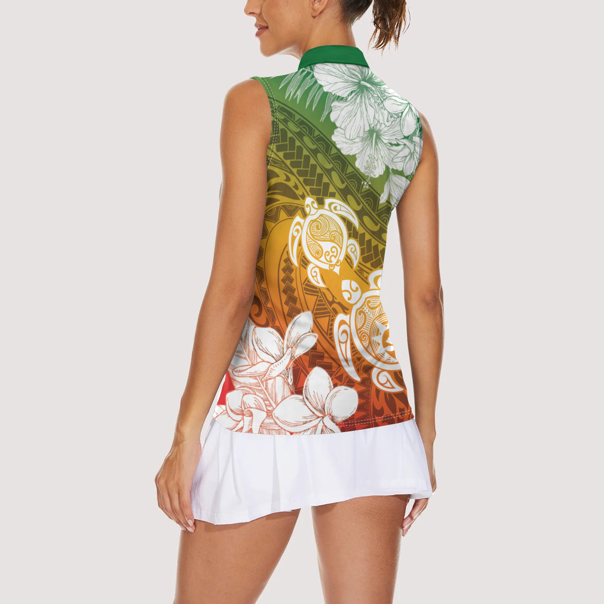 Kanaka Maoli Hawaii Flag Day Women Sleeveless Polo Shirt Vibrant Frangipani