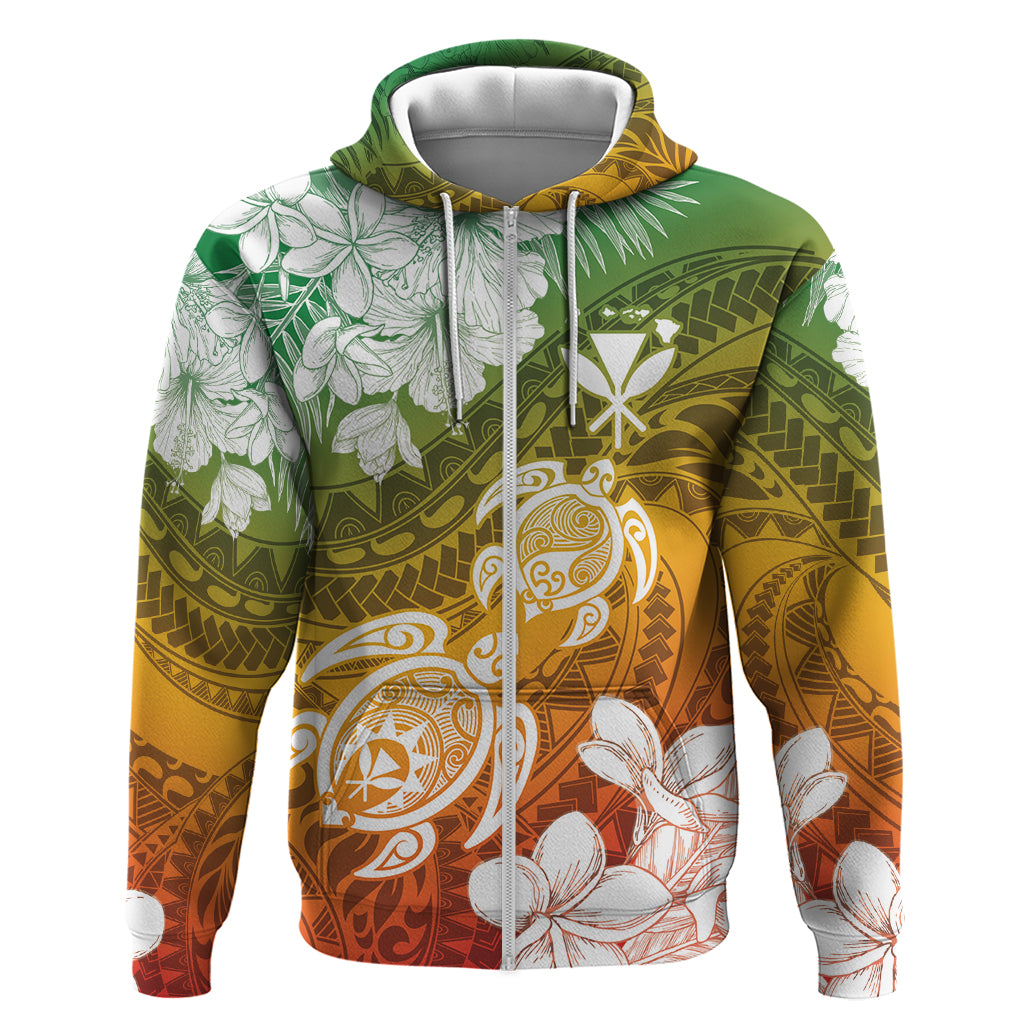Kanaka Maoli Hawaii Flag Day Zip Hoodie Vibrant Frangipani LT7 Zip Hoodie Colorful - Polynesian Pride