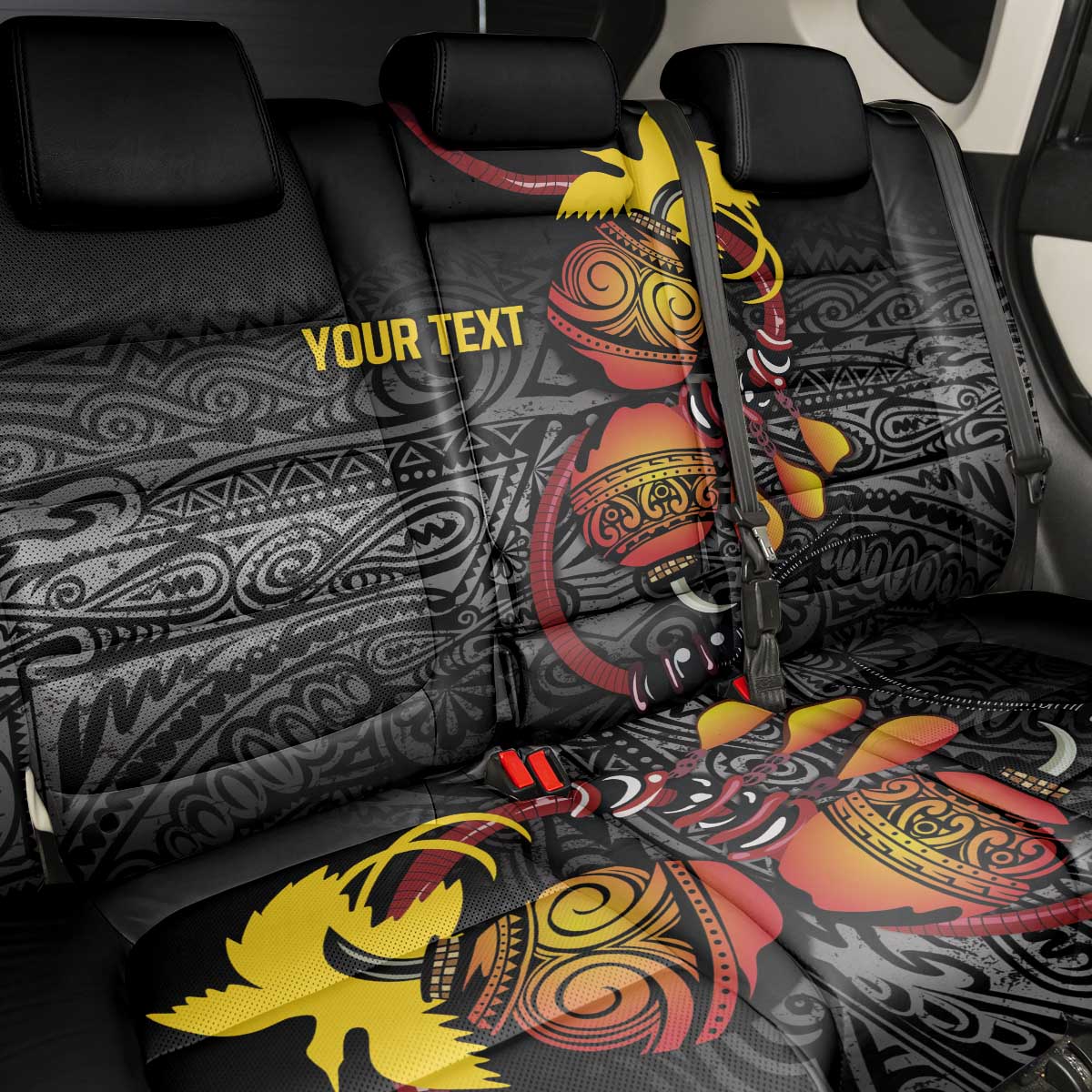 Personalized Papua New Guinea Milne Bay Back Car Seat Cover Bagi Necklace Mix Lime Pot Grunge